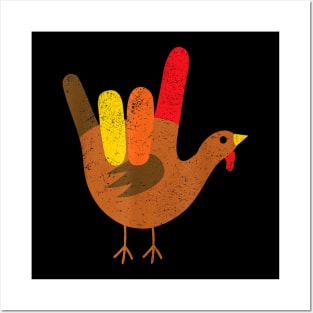 Peace Sign Turkey Hand Cool Thanksgiving Hippie Men Women Posters and Art